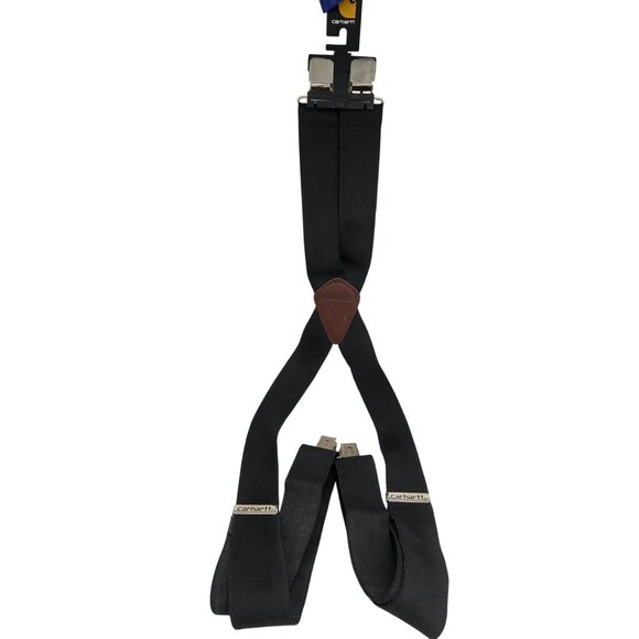 Carhartt Mens Black Adjustable X-Back Suspenders With Metal Clips & Leather Acce - Picture 6 of 10
